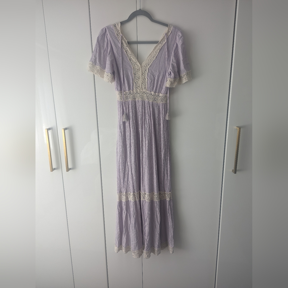 In Loom Lilac Dress with Lace Features